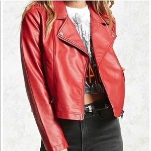 Red faux leather jacket from Forever 21 szL